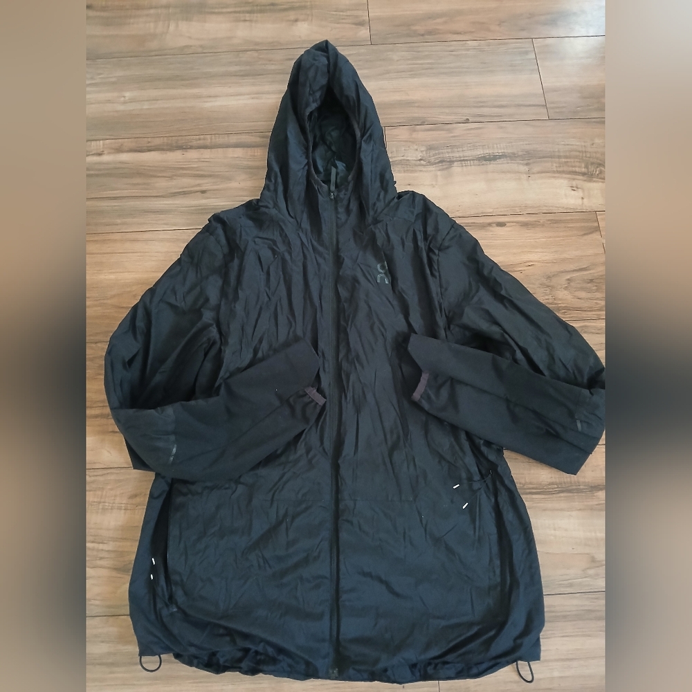 Men's Black Hooded Raincoat - Picture 2 of 6